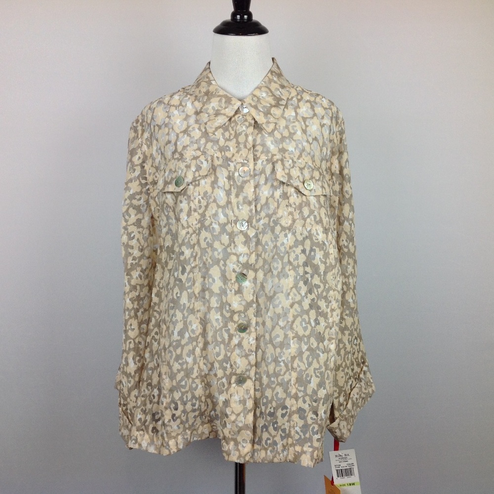 New Ruby Rd. Top Womens 18W Animal Print Tab